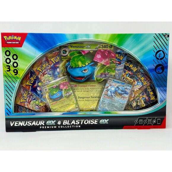 Venusaur ex & Blastoise ex Premium Collection 2025 Factory Sealed 10-Pack Box
